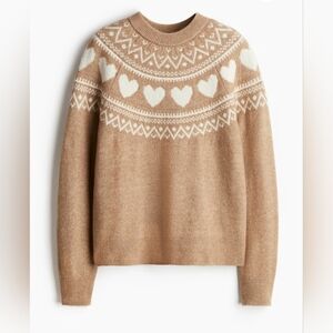 NWT H&M fair isle tan sweater sz L